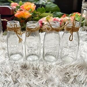 Vintage Dairy Glass Milk Bottles Set